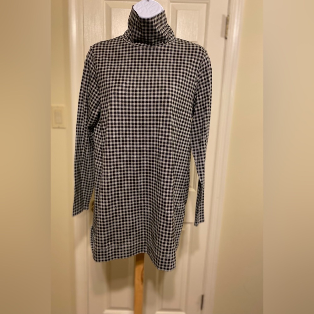 NWOT J. JILL - Black and White Houndstooth Turtleneck Tunic Mini Dress, Size: SP